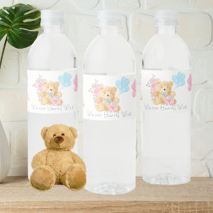 We can bearly wait Gender Reveal Water Bottle Label
