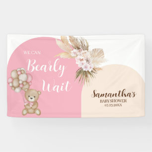 We Can Bearly Wait Girl Baby Shower Banner