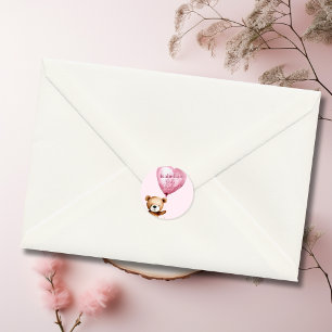 We Can Bearly Wait Girl Baby Shower  Classic Round Sticker