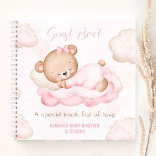 We Can Bearly Wait Girl Baby shower Guest Book