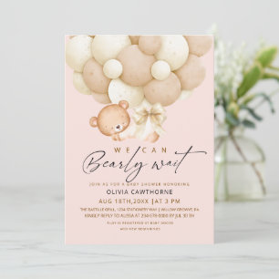 We can Bearly Wait Girl Baby Shower   Invitation