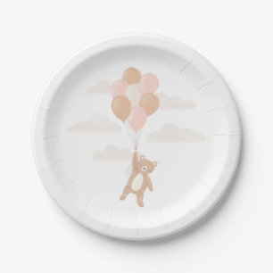 We Can Bearly Wait Girl Baby Shower Paper Plate