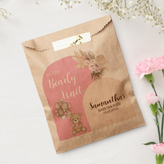 We Can Bearly Wait Girl Kraft Favour Bags
