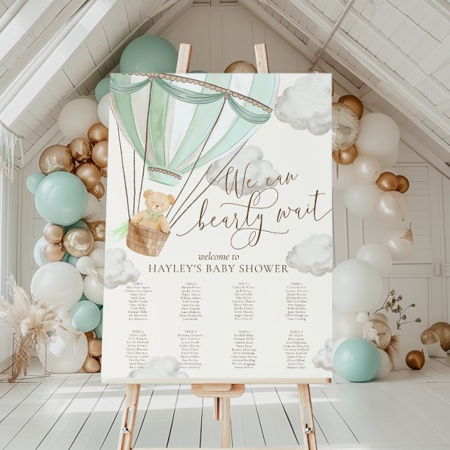 We Can Bearly Wait Green Baby Shower Seating Chart (Creator Uploaded)