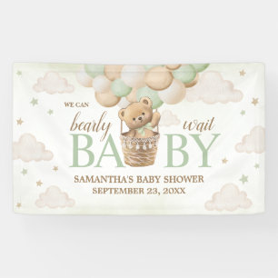We Can Bearly Wait Green Bear Baby Shower Banner