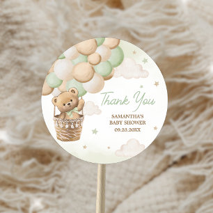 We Can Bearly Wait Green Bear Baby Shower Classic Round Sticker
