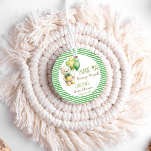 We can bearly wait green teddy bear baby shower favour tags