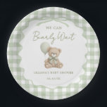 We Can Bearly Wait Green Teddy Bear Baby Shower Paper Plate<br><div class="desc">We Can Bearly Wait Green Teddy Bear Baby Shower Paper Plates</div>