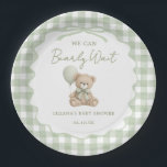 We Can Bearly Wait Green Teddy Bear Baby Shower Paper Plate<br><div class="desc">We Can Bearly Wait Green Teddy Bear Baby Shower Paper Plates</div>