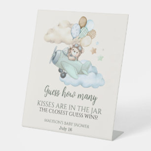 We Can Bearly Wait Guess How Many Kisses Pedestal Sign