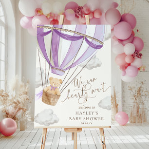 We Can Bearly Wait Hot Air Ballon Baby Shower Poster