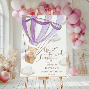 We Can Bearly Wait Hot Air Ballon Baby Shower Poster