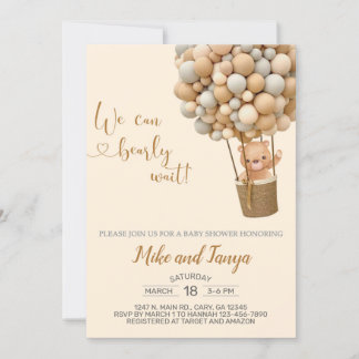 We can bearly wait hot air balloon and bear invite