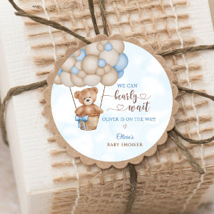 We Can Bearly Wait Hot Air Balloon Baby Shower Classic Round Sticker