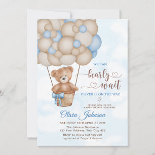 We Can Bearly Wait Hot Air Balloon Baby Shower Invitation