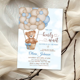 We Can Bearly Wait Hot Air Balloon Baby Shower Invitation