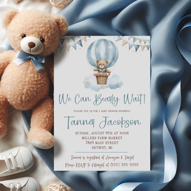 We can bearly Wait! Hot Air Balloon Baby Shower Invitation (Creator Uploaded)