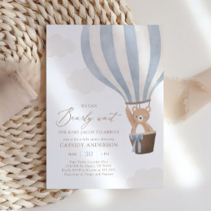 We Can Bearly Wait Hot Air Balloon Baby Shower Invitation