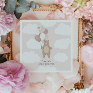 We Can Bearly Wait Light Pink Baby Girls Napkin