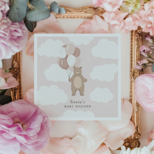 We Can Bearly Wait | Light Pink Baby Girls Napkin (Creator Uploaded)