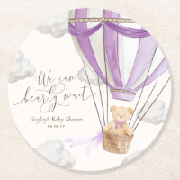 We Can Bearly Wait Lilac Teddy Bear Baby Shower