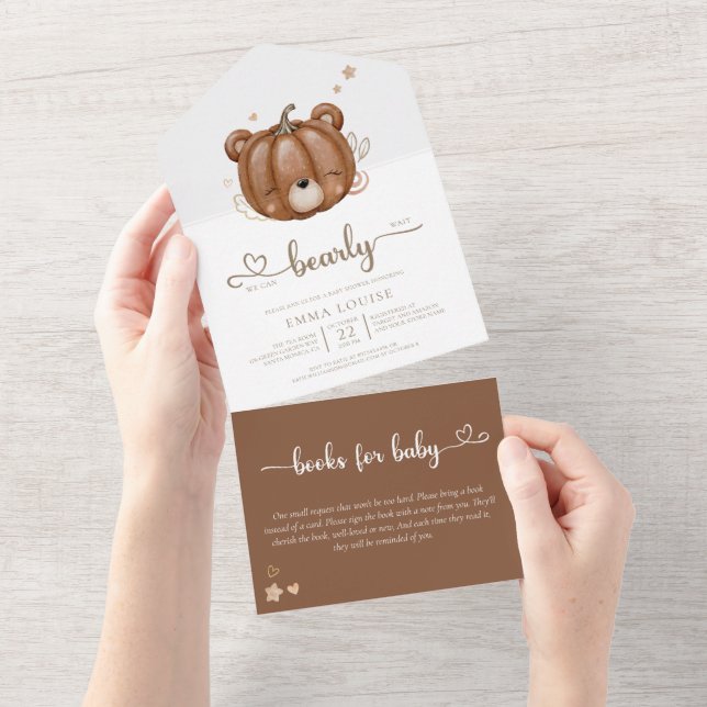 We Can Bearly Wait Little Pumpkin Baby Shower  All In One Invitation (Tearaway)