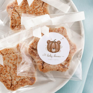 We Can Bearly Wait Little Pumpkin Bear Classic Round Sticker