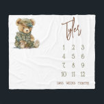 We Can Bearly Wait! Military Teddy Baby Milestone Fleece Blanket<br><div class="desc">Customise this cute,  military teddy bear themed baby milestone blanket with your baby's name. You can also select "customise further" to make additional changes,  like to the font and colour.</div>
