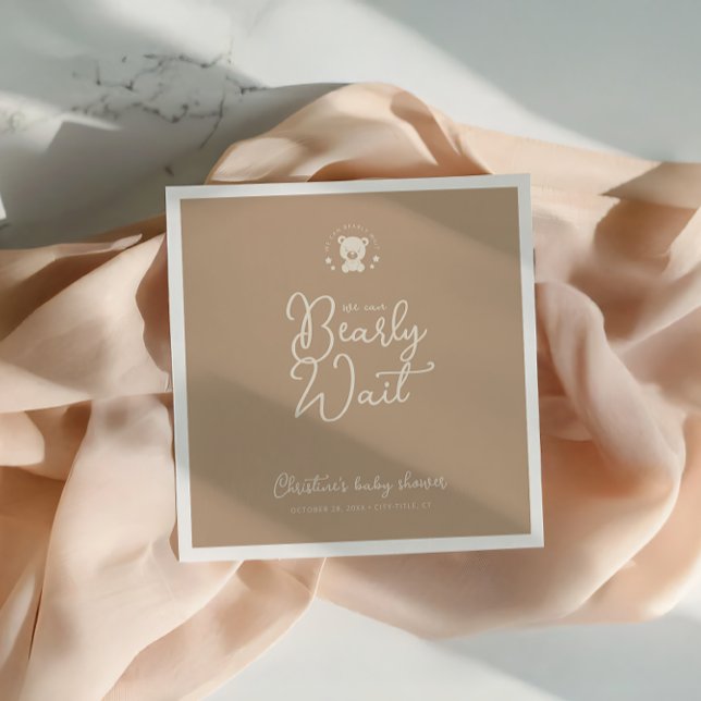  We Can Bearly Wait Minimalist Baby Shower Napkins (Creator Uploaded)