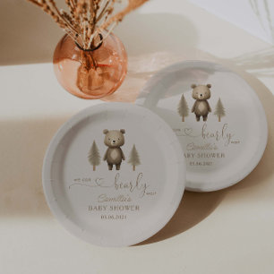 We Can Bearly Wait Minimalist Gender Neutral Paper Plate