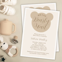We Can Bearly Wait Minimalist Neutral Baby Shower