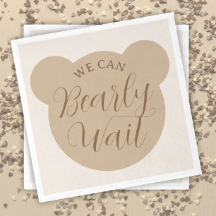 We Can Bearly Wait Minimalist Neutral Baby Shower Napkin