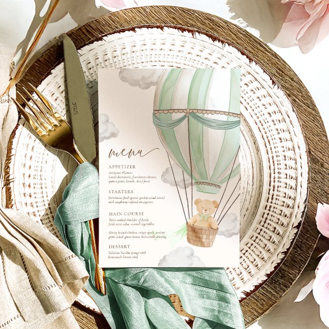 We Can Bearly Wait Mint Green Baby Shower  Menu (Creator Uploaded)