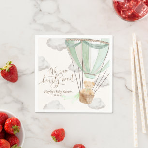 We Can Bearly Wait Mint Green Baby Shower Napkin