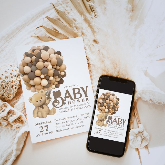 We Can Bearly Wait Modern Bear Baby Shower Invitation (Creator Uploaded)