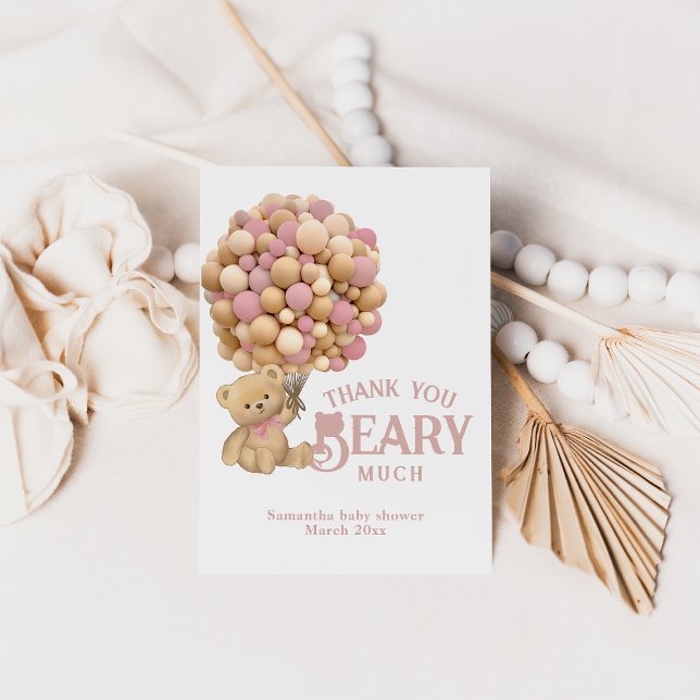 We Can Bearly Wait Modern Bear Baby Shower Thank You Card (Creator Uploaded)