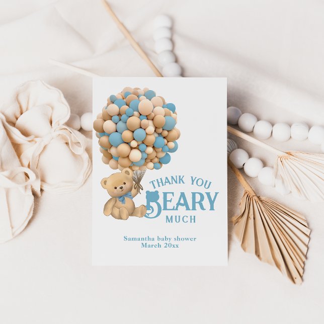 We Can Bearly Wait Modern Bear Baby Shower Thank You Card (Creator Uploaded)