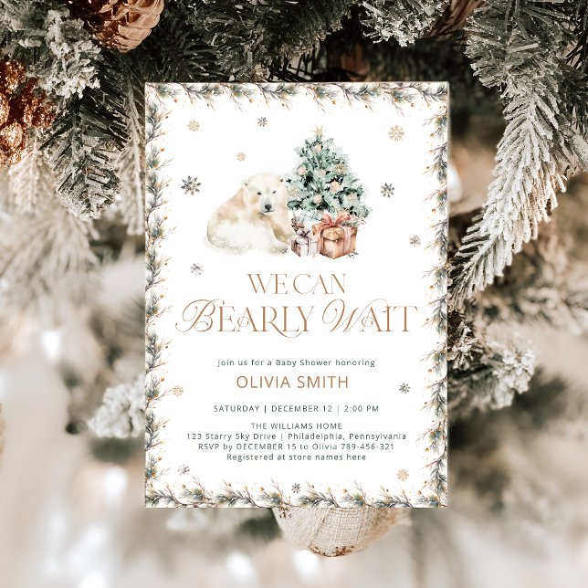 We Can Bearly Wait Modern Cute Bear Invitation (Creator Uploaded)