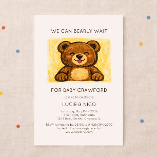 We Can Bearly Wait! Modern Hand Drawn Baby Shower Invitation