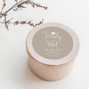 We Can Bearly Wait Modern Minimalist Baby Shower  Classic Round Sticker