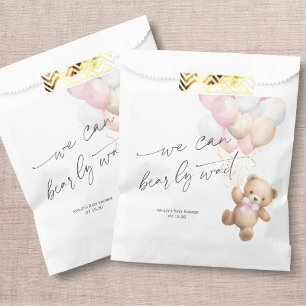 We Can Bearly Wait Modern Pink Baby Girl Shower Favour Bags