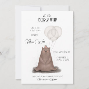 We can bearly wait - modern style minimal invitation