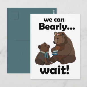 We Can Bearly Wait Mother Bear Cub Baby Shower Postcard