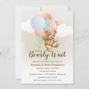 We can Bearly Wait Multi Colour Baby Shower Invitation