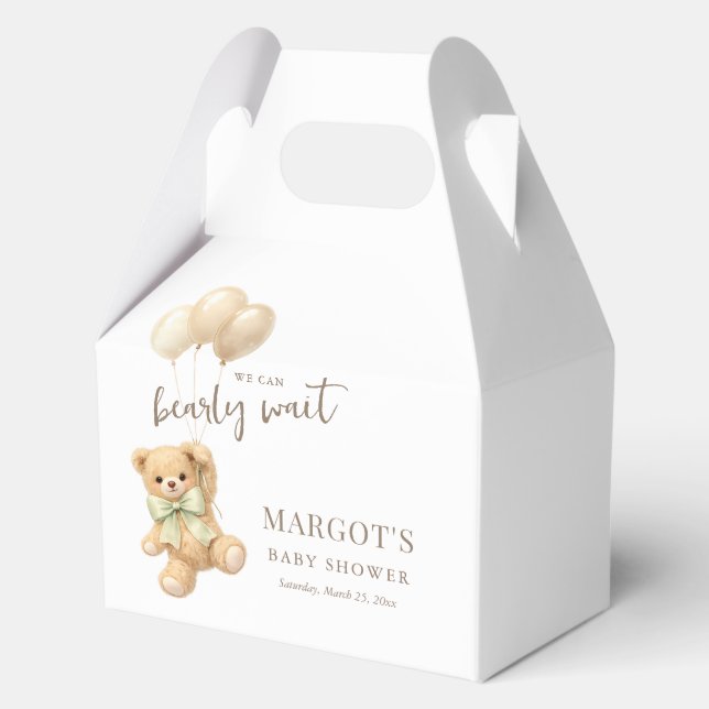 We Can Bearly Wait Neutral Baby Shower Favour Box (Front)