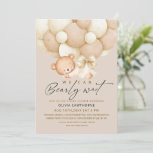 We can Bearly Wait Neutral Baby Shower Invitation