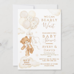 We Can Bearly Wait Neutral Baby Shower Invitation