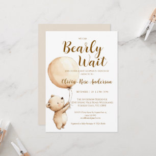 We Can Bearly Wait Neutral Baby Shower Invitation
