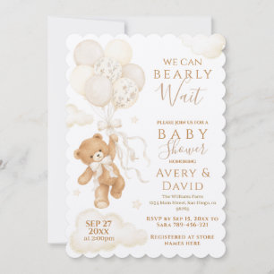 We Can Bearly Wait Neutral Baby Shower Invitation