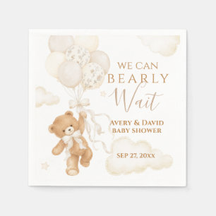 We Can Bearly Wait Neutral Baby Shower Napkin
